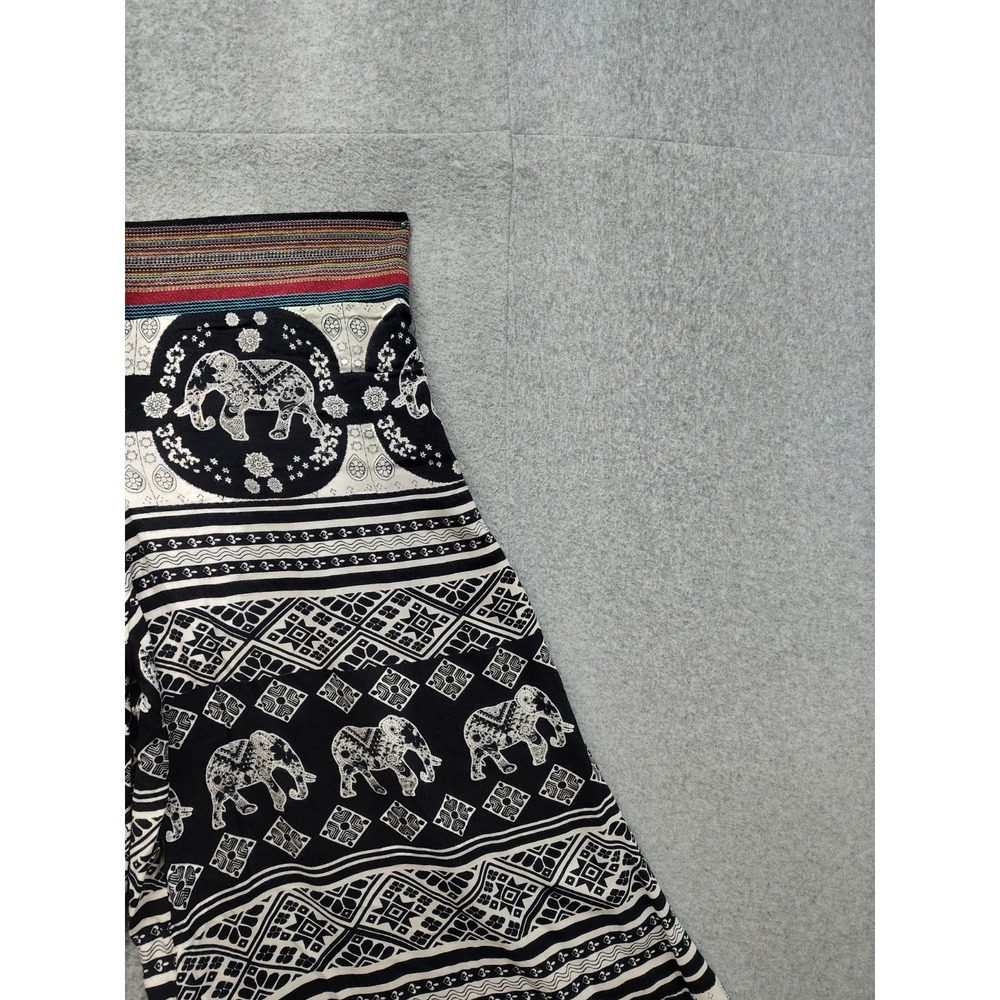Fashion Nova Women Pant‎ L Black White Animal Print Wide Leg Bohemian Pull On - Picture 3 of 15